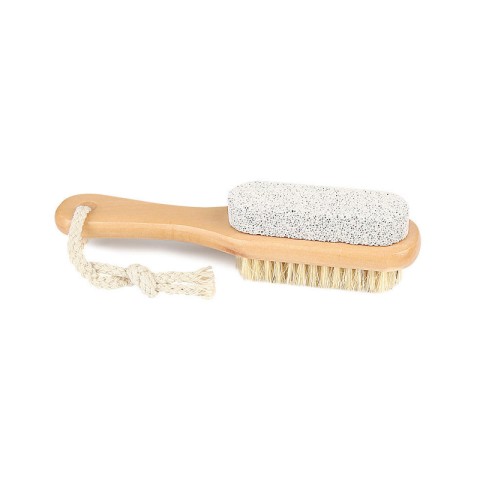 Wooden foot cleaning brush with pumice stone