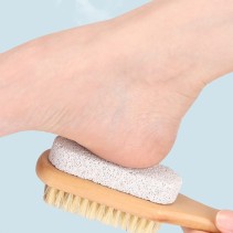 Wooden foot cleaning brush with pumice stone
