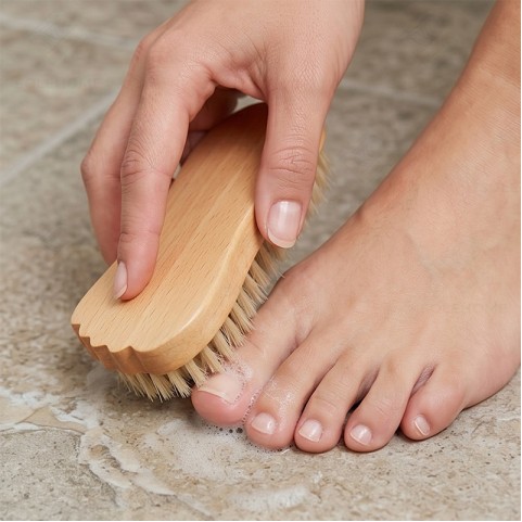 Creative Foot-Shaped Boar Bristle Foot Cleaning Brush