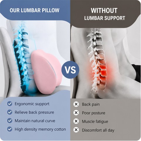Lumbar Support Cushion U-Shaped Ergonomic Memory Foam Pillow Removable Washable