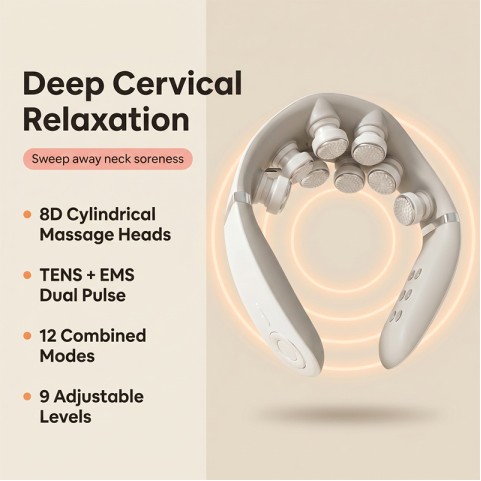 Rechargeable 8D Deep-Tissue Neck Massager