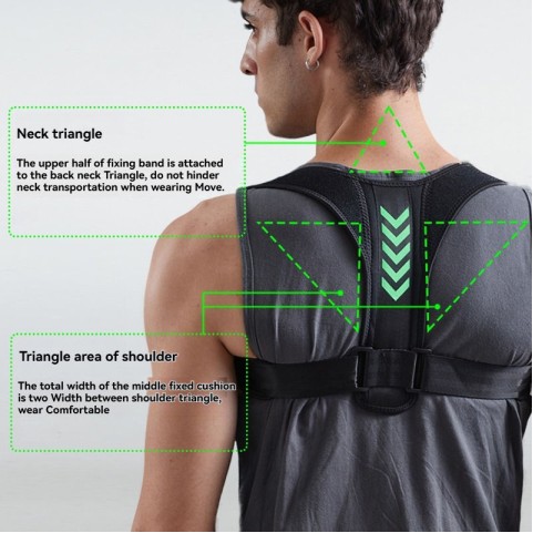 Black upright breathable neoprene posture corrector