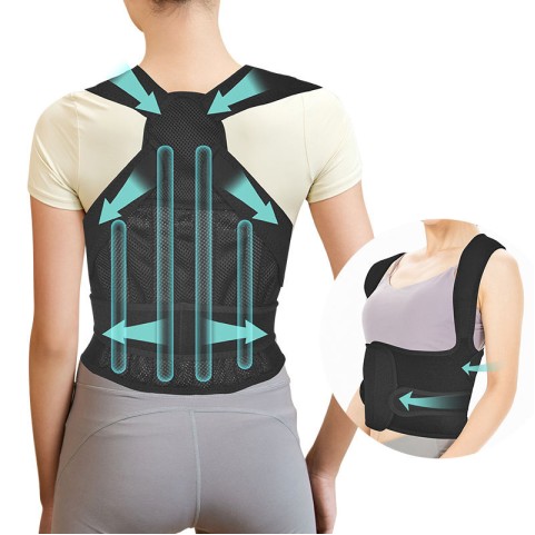 Black supportive posture correction belt