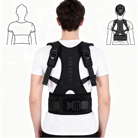 Black comfortable and adjustable posture corrector