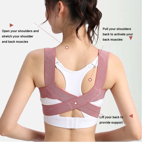 Pink Adjustable Back Support Posture Corrector