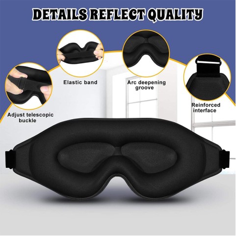 Solid-color blackout sleep mask for side sleepers