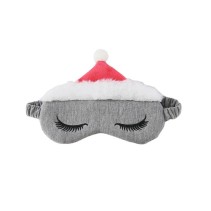 White Satin Printed Christmas Hat Sleep Mask