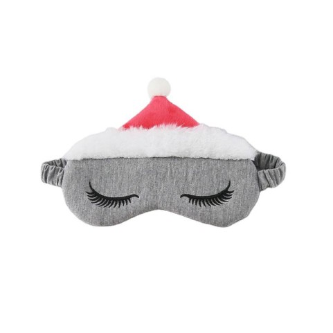 White Satin Printed Christmas Hat Sleep Mask