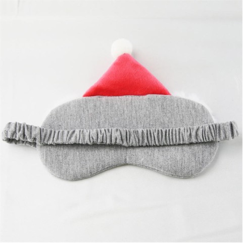 White Satin Printed Christmas Hat Sleep Mask