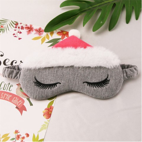 White Satin Printed Christmas Hat Sleep Mask