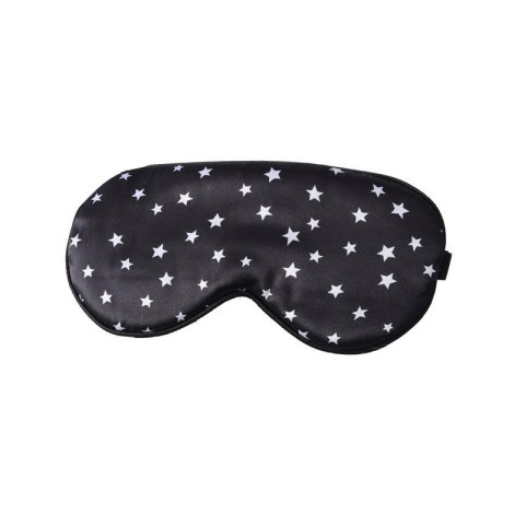 Satin Blackout Sleep Mask with Five-Pointed Star Print