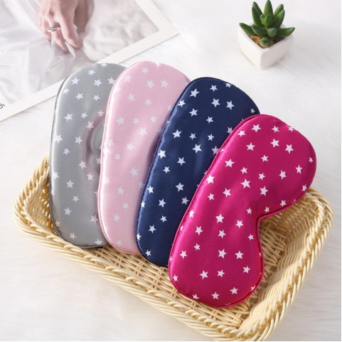 Satin Blackout Sleep Mask with Five-Pointed Star Print
