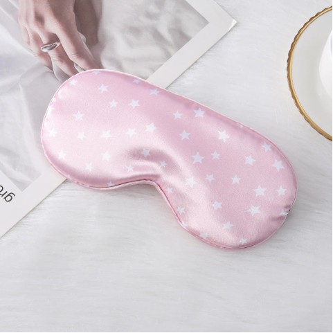 Satin Blackout Sleep Mask with Five-Pointed Star Print