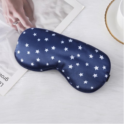 Satin Blackout Sleep Mask with Five-Pointed Star Print