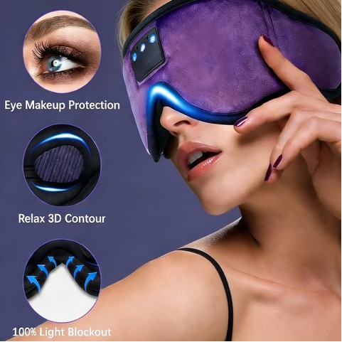 Wireless Bluetooth 3D Light-Blocking Sleep Mask for Side Sleepers