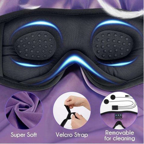 Wireless Bluetooth 3D Light-Blocking Sleep Mask for Side Sleepers
